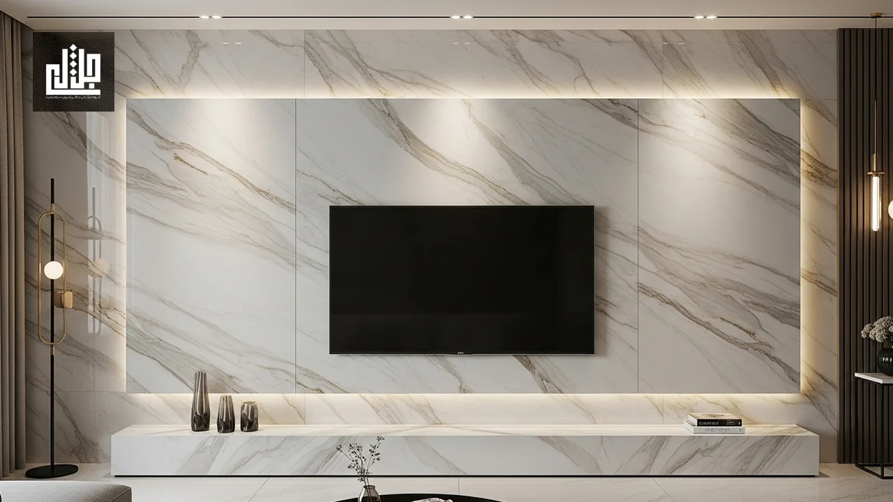 استفاده از کاشی اسلب برای دیوار تلویزیون