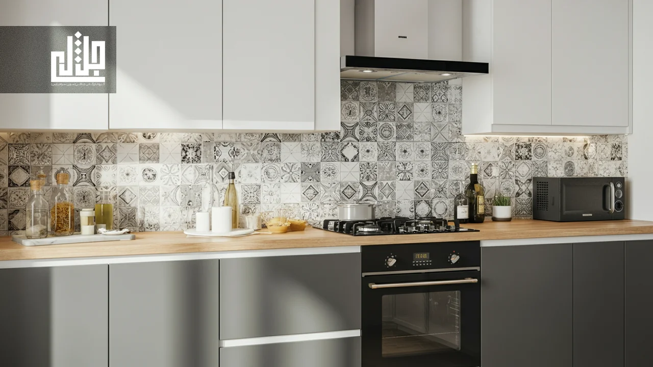 انتخاب رنگ کاشی بین کابینت