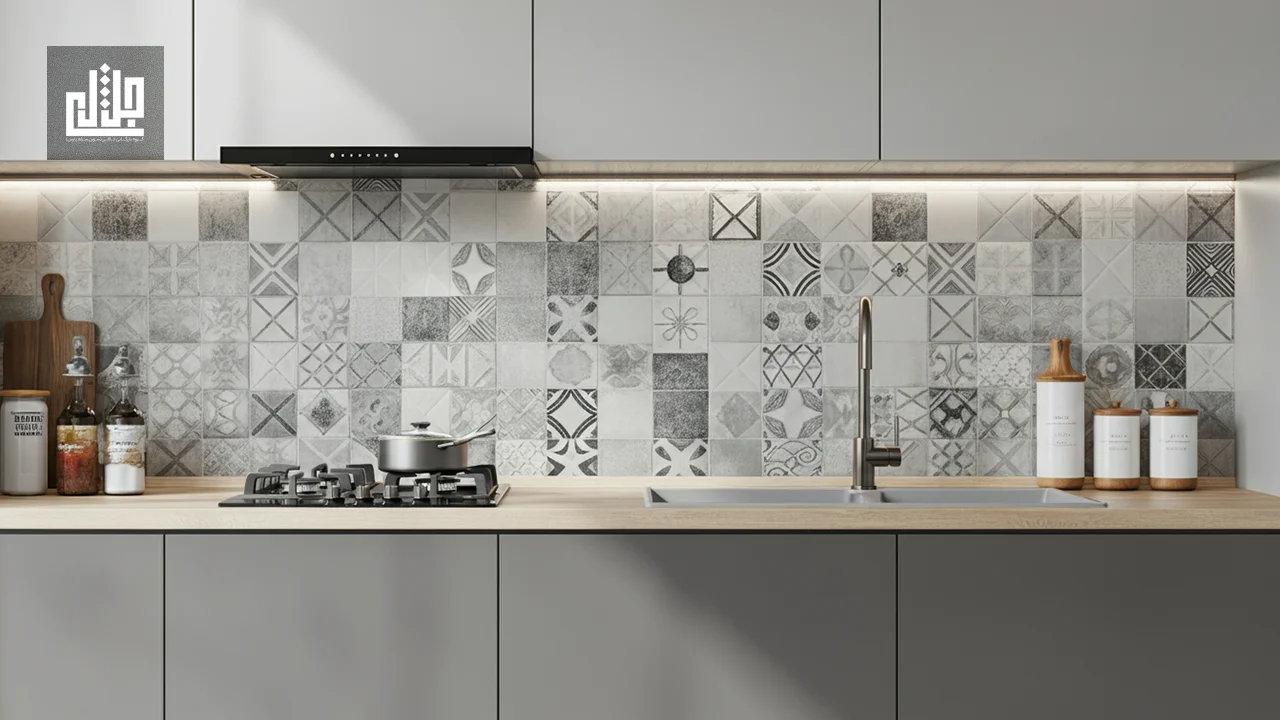 انتخاب رنگ کاشی بین کابینت